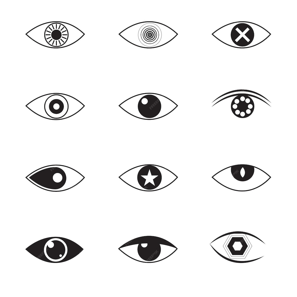 Premium Vector | Vector eye drawings on a white background