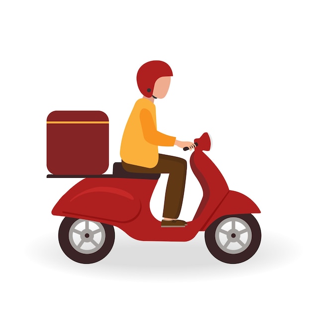 Premium Vector | Vector fast delivery by red scooter on mobile and man ...