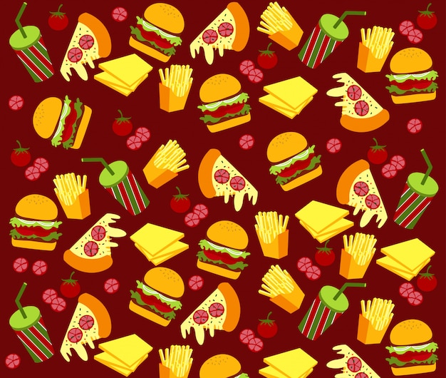 Premium Vector | Vector of fast food pattern.