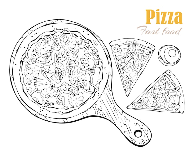 Premium Vector | Vector. fast food theme: pizza on a board.