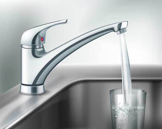 vector-filling-glass-water-from-stainless-steel-kitchen-faucet_1284-47997 Mutfak Bataryası Seçiminde 7 İdeal Adım