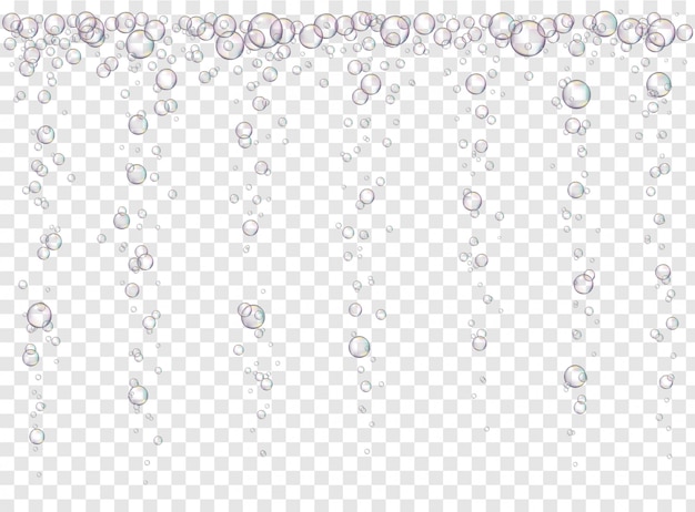 Premium Vector | Vector fizzing air bubbles going up on transparent