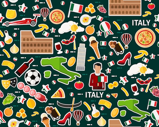 Vector flat seamless texture pattern italy Premium Vector