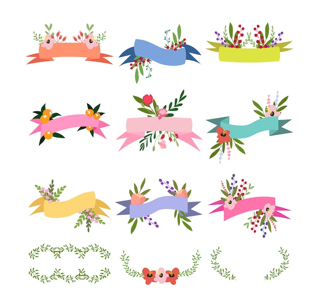 Vector of floral banner set | Premium Vector