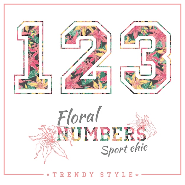 Premium Vector | Vector floral numbers