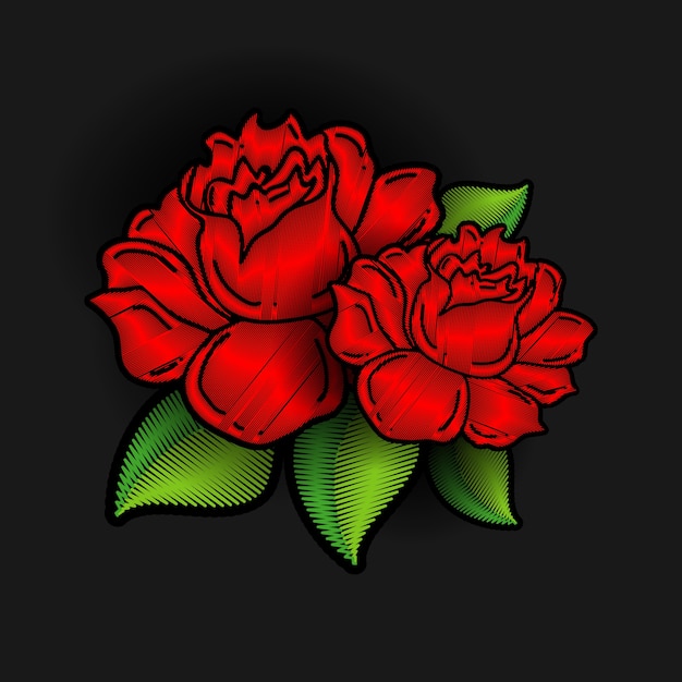 Vector flowers embroidery style | Premium Vector