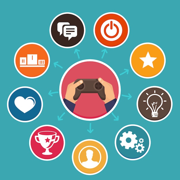 Vector gamification concept in flat style Premium Vector