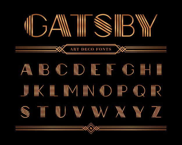 Vector Of Art Deco Font And Alphabet Gold Letters Set The Great Gatsby ...