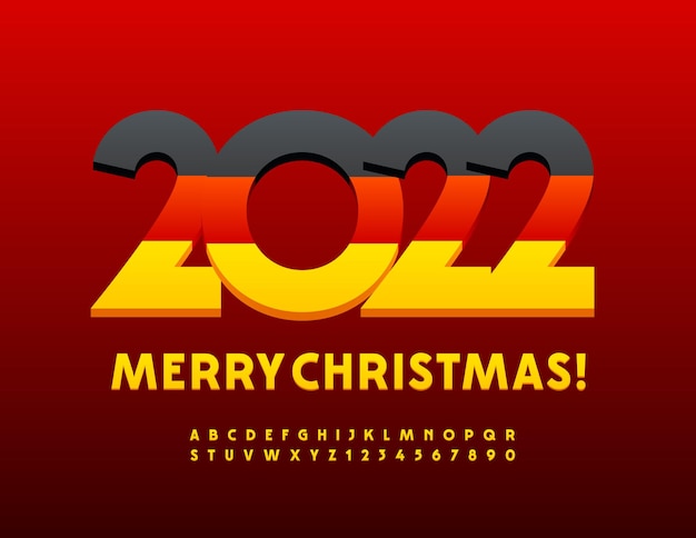 Germany Christmas 2022 Premium Vector | Vector German Greeting Card Merry Christmas 2022 Bright  Yellow Modern Alphabet Letters And Numbers