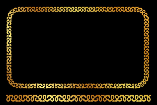 Premium Vector | Vector golden rectangle floral frame, at black background