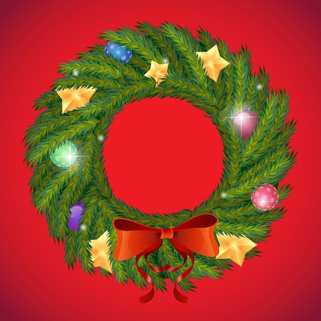 Download Vector green christmas wreath with | Premium Vector