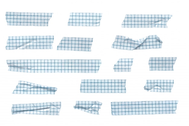 Vector grid patterned washi tape stripes collection, wrinkled and