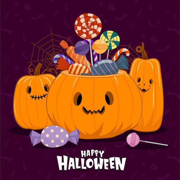 Free Vector | Vector of halloween icons with pumpkins and multicolored ...