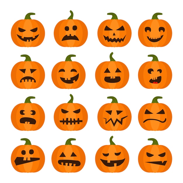 Premium Vector | Vector halloweens pumpkin set