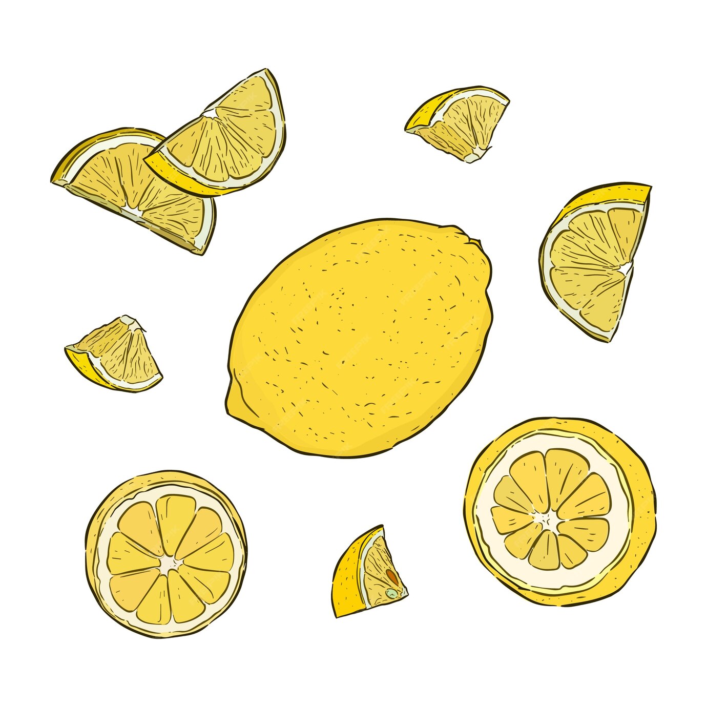 Premium Vector | Vector hand drawn lime or lemon set.