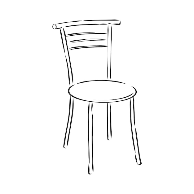 Premium Vector | Vector hand drawn sketch of wooden chair stool. interior