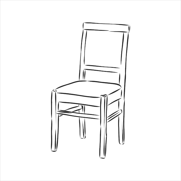 Premium Vector | Vector hand drawn sketch of wooden chair stool. interior