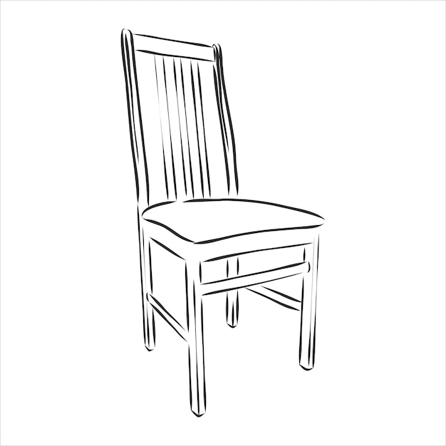 Premium Vector | Vector hand drawn sketch of wooden chair stool. interior