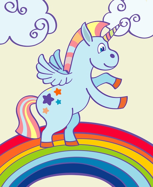 Premium Vector | Vector hand drawn unicorn dancing