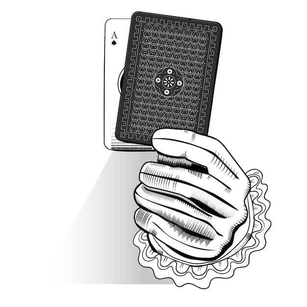 Vector of hand holding random playing card Free Vector