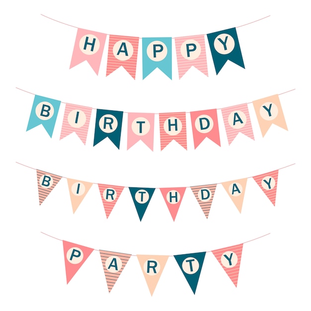 Download Vector happy birthday flags. printable template flags ...