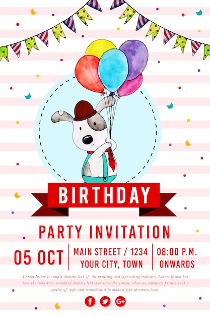 Download Vector happy birthday party poster Vector | Premium Download