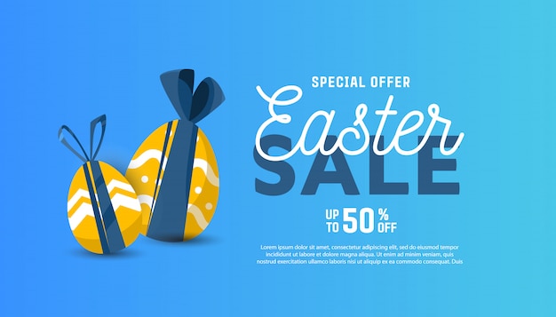 Vector horizontal template for sale banner for happy easter Premium Vector