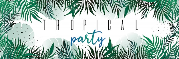 Premium Vector Vector Horizontal Tropical Summer Leaves Banners On White Background