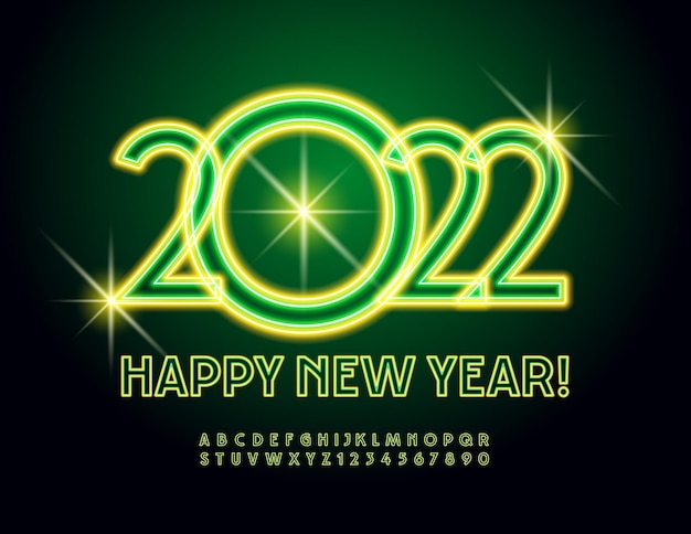 Premium Vector | Vector illuminated greeting card happy new year 2022 ...