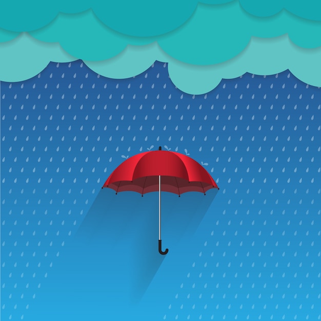 Download Vector illustration 3d concept protect the rain by umbrella | Premium Vector