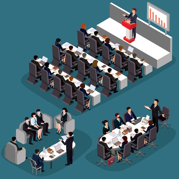 Free Vector | Vector illustration of 3d flat isometric business people ...