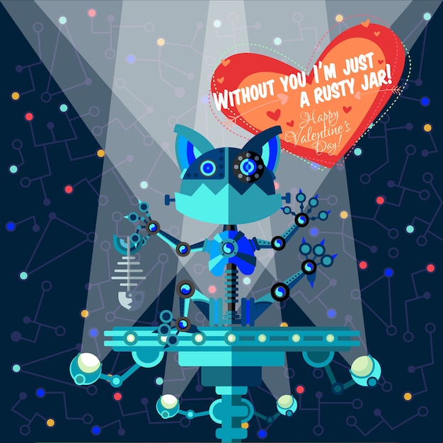 Vector illustration about robot for valentine's day Vector ...
