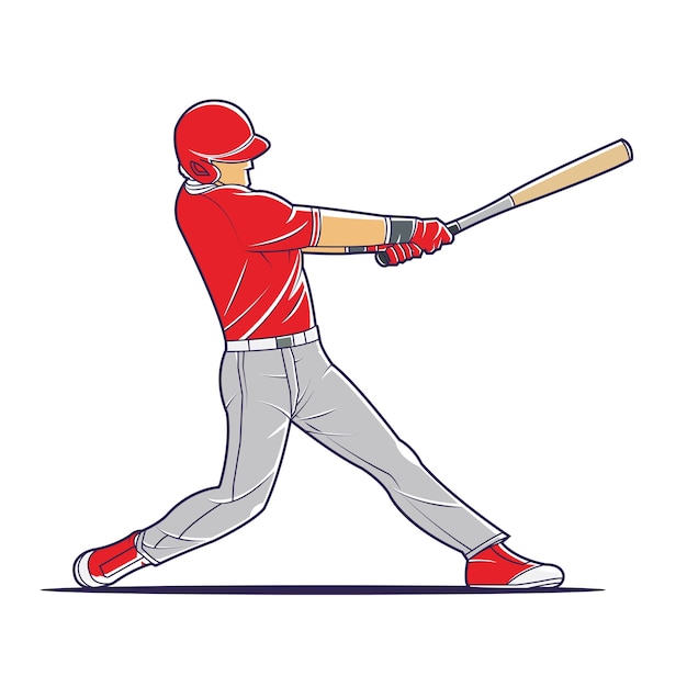 Premium Vector | Vector illustration of a baseball player hitting the ball