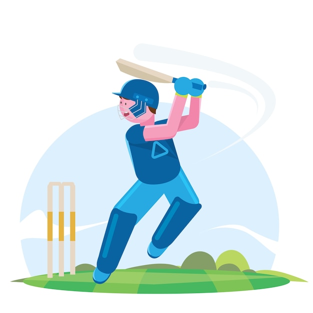 Premium Vector | Vector illustration of batsman playing cricket ...