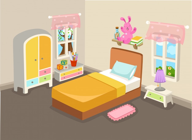 Premium Vector Vector Illustration Of A Bedroom Interior With A Bed Vector