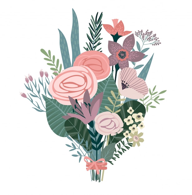 Download Vector illustration bouquet of flowers | Premium Vector