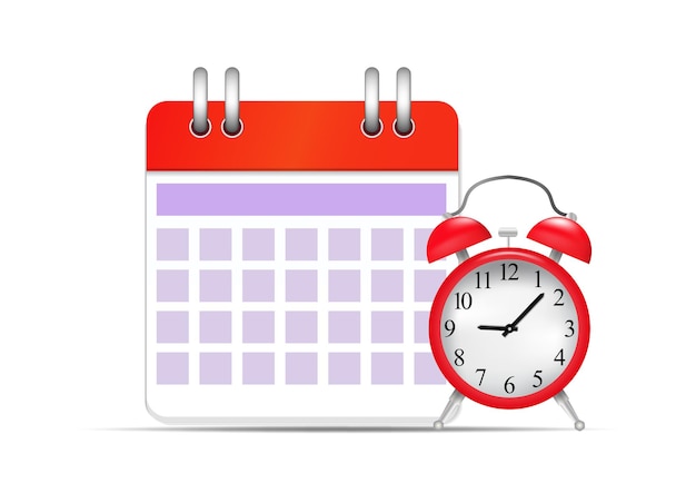 ベクトルイラストカレンダーと時計のアイコン スケジュールと重要な日付の概念 プレミアムベクター