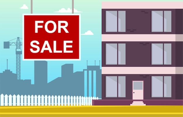 Vector illustration cartoon apartment for sale | Free Vector