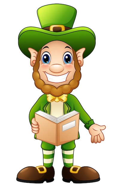 Premium Vector | Vector illustration of cartoon leprechaun opened book