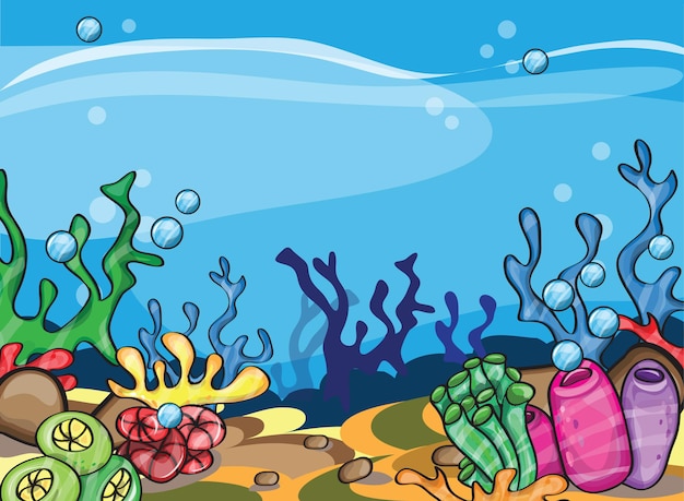 Premium Vector | A vector illustration of cartoon marine underwater scene