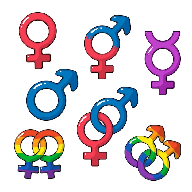 Premium Vector | Vector illustration cartoon set of gender symbols with ...