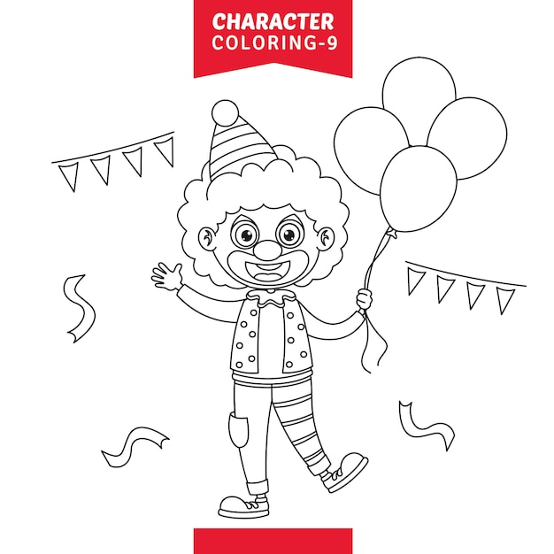 Vector illustration of character coloring page | Premium Vector