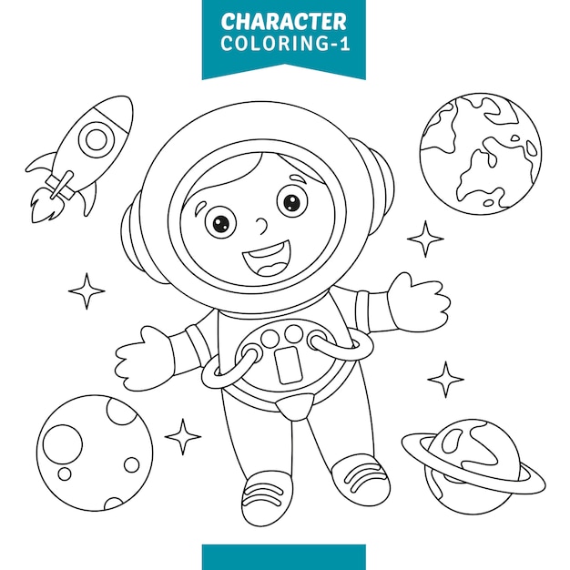 Vector illustration of character coloring page Premium Vector