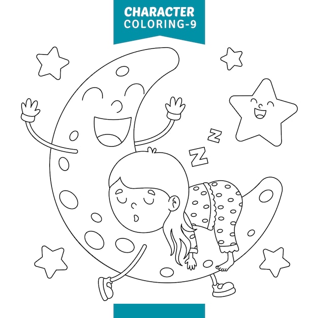 Vector illustration of character coloring page Premium Vector