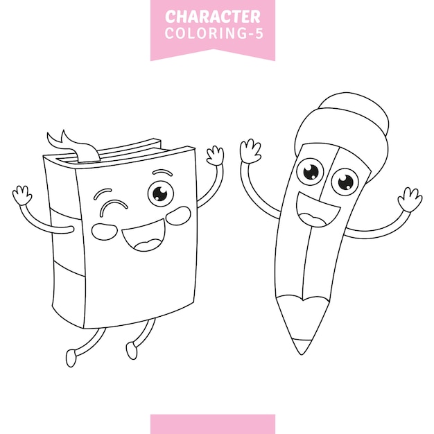 Vector illustration of character coloring page Premium Vector