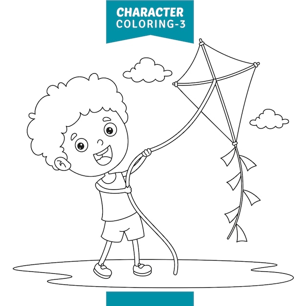 Vector illustration of character coloring page Premium Vector