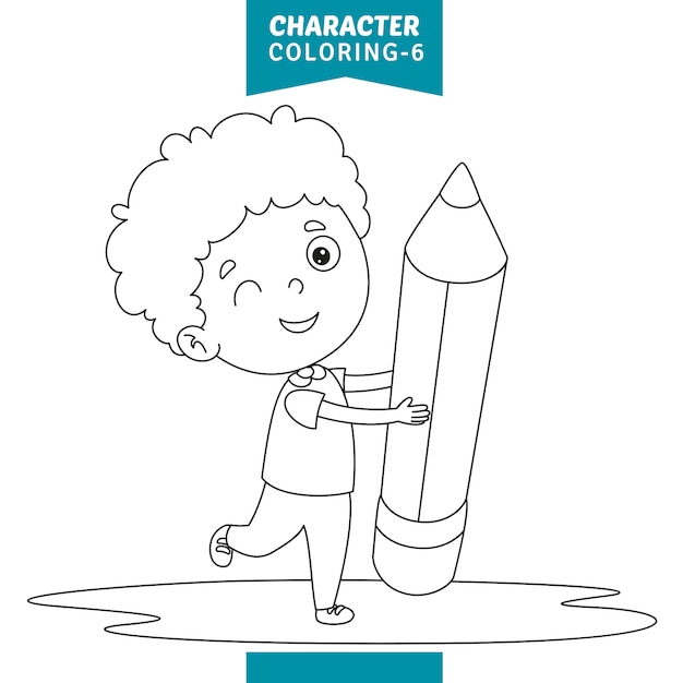 Vector illustration of character coloring page Premium Vector