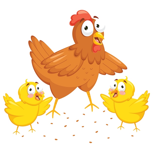 Premium Vector | Vector illustration of chicken and chicks