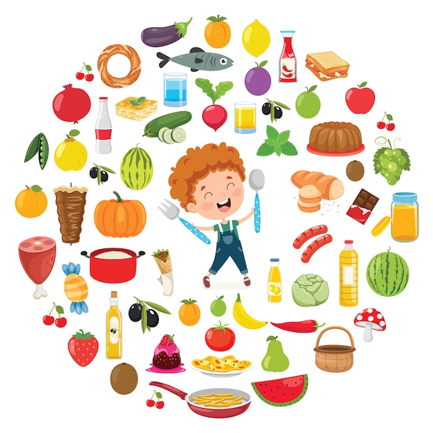 Premium Vector | Vector illustration of children food concept