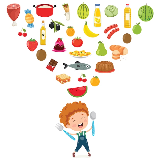 Premium Vector | Vector illustration of children food concept